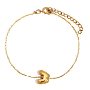 Pulsera con letra inicial M en oro 18k para mujer