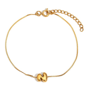 Pulsera con letra inicial en oro 18k para mujer