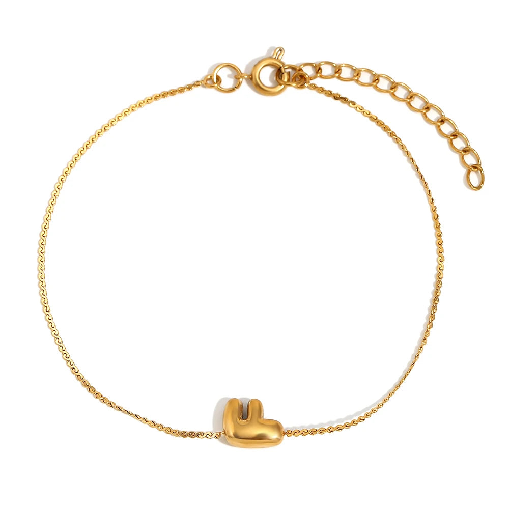 Pulsera con letra inicial F en oro 18k para mujer