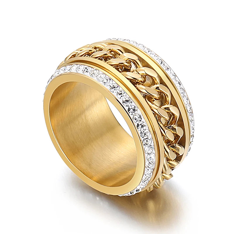 Anillo cubano de doble fila con brillo